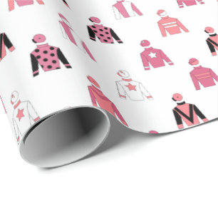 Jockey Silke Rosa White Horse Tävla Mönster Presentpapper