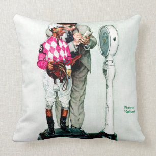 Jockey som in väger vid Norman Rockwell Kudde