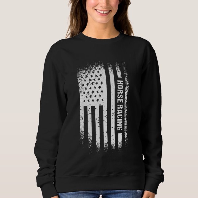 Jockey Us Flag Horse Racing T Shirt (Framsida)