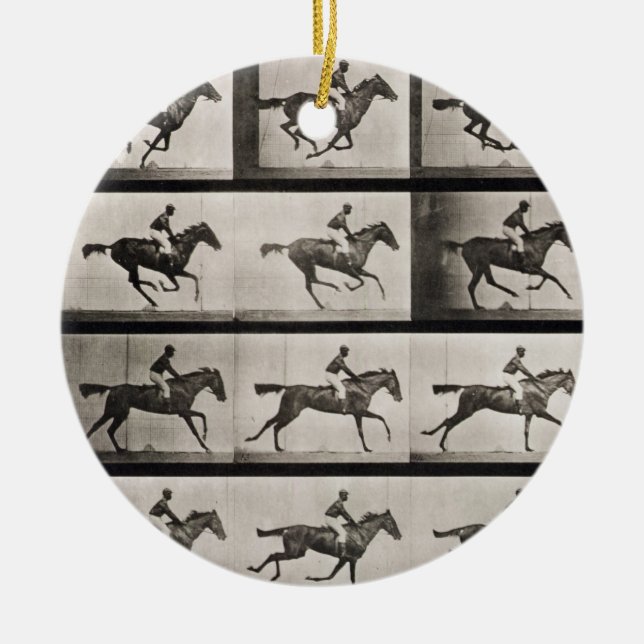 Jockeyen på en snabbt växande häst, pläterar 627 julgransprydnad keramik (Framsidan)