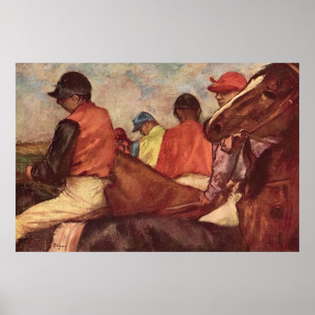 Jockeys av Edgar Degas, Vintage hästkapplöpningsko Poster (Framsidan)