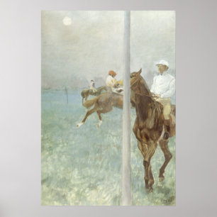 Jockeys för tävlingen av Edgar Degas Poster