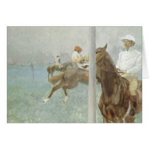 Jockeys före tävlingen av Edgar Degas Hälsningskort