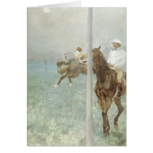 Jockeys före tävlingen av Edgar Degas Hälsningskort