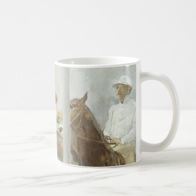 Jockeys före tävlingen av Edgar Degas Kaffemugg (Höger)