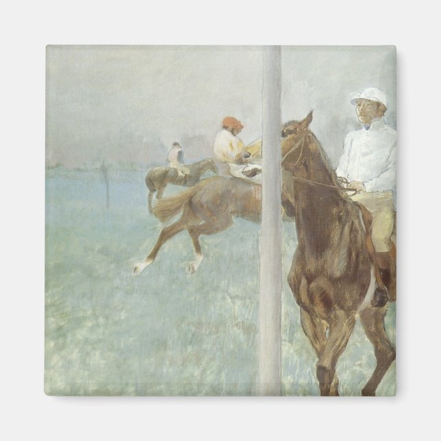 Jockeys före tävlingen av Edgar Degas Magnet (Framsidan)