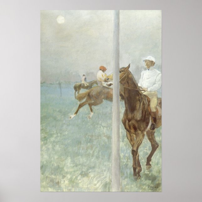 Jockeys före tävlingen av Edgar Degas Poster (Framsidan)