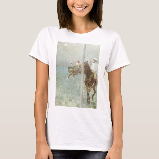 Jockeys före tävlingen av Edgar Degas T-shirt (Framsida)