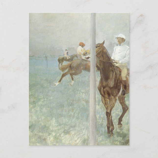 Jockeys före tävlingen av Edgar Degas Vykort (Framsida)
