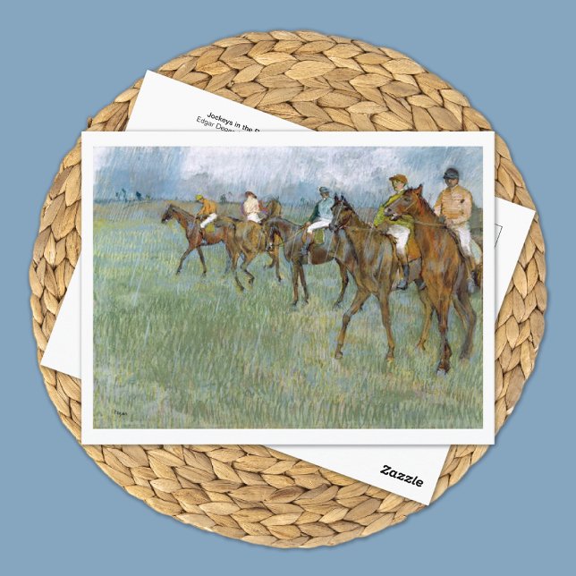 Jockeys i Rain Edgar Degas Vykort (Skapare uppladdad)