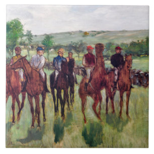 Jockeys och Tävling Horses, Edgar Degas Kakelplatta