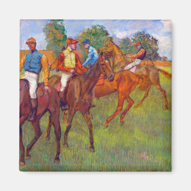 Jockeys och Tävling Horses, Edgar Degas Magnet (Framsidan)