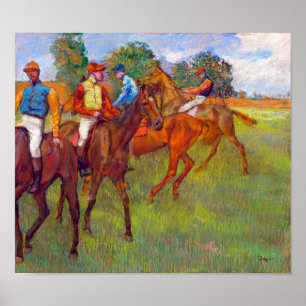 Jockeys och Tävling Horses, Edgar Degas Poster