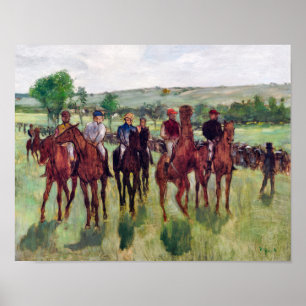 Jockeys och Tävling Horses, Edgar Degas Poster