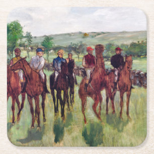 Jockeys och Tävling Horses, Edgar Degas Underlägg Papper Kvadrat