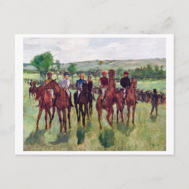 Jockeys och Tävling Horses, Edgar Degas Vykort (Framsida)