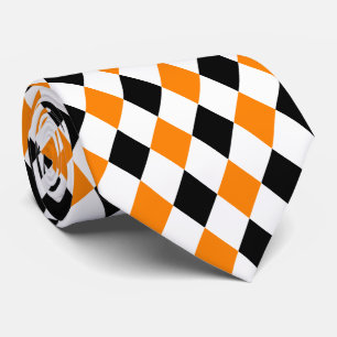Jockeysilke Diamant Orange Svart och Vit Slipsknyt Slips