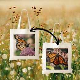 Jodblomma med monarch Butterfly Natature Photograp Tygkasse