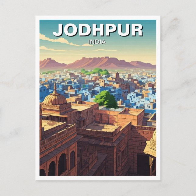 Jodhpur India Blue-hus Vykort (Framsida)