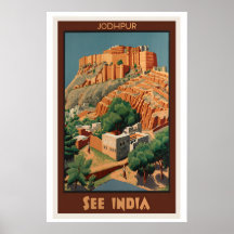 Jodhpur Se Indien Vintage Resemalmanacka Affisch