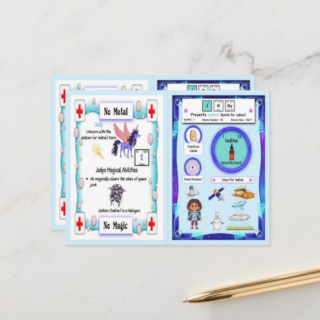 Jody - Jodium (jod) Horn-spelkort Vykort (Fram/Back In Situ)