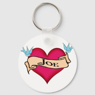 Joe - Anpassningsbar Heart Tattoo T-shirts & Gifts Nyckelring
