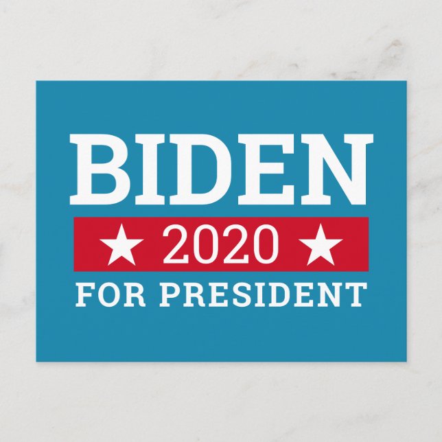 Joe Biden 2020 för president - Teal Blue Red Stars Vykort (Framsida)