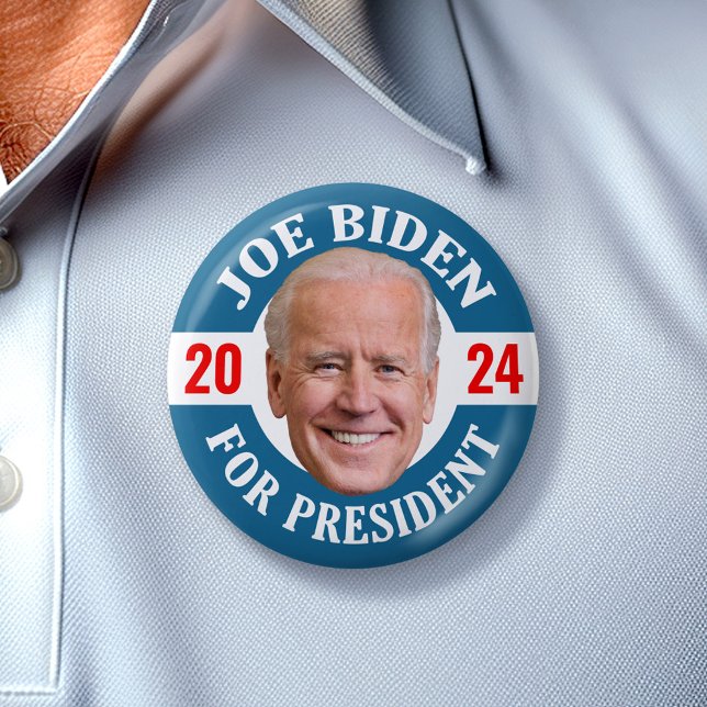 Joe Biden 2024 för President Photo Flytande Head Knapp (Biden Harris 2024 Button - Great Campaign and Rally button for the Next Election)