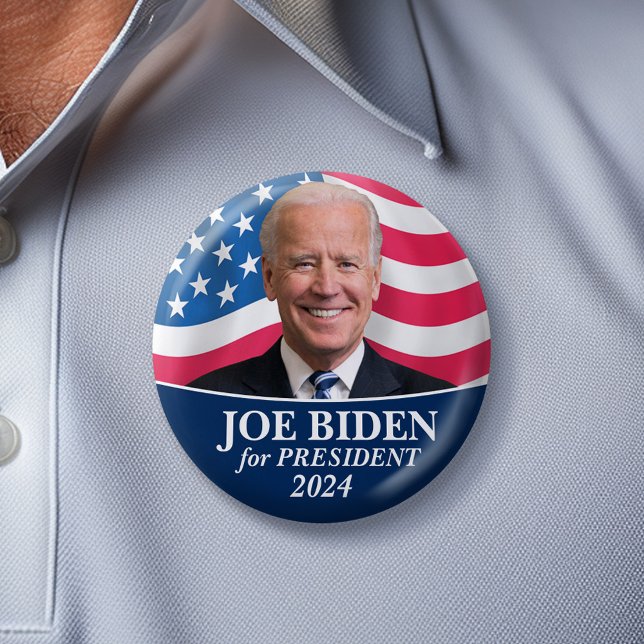 Joe Biden 2024 för president Photo Knapp (Classic Joe Biden Campaign Button - 2024)