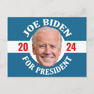Joe Biden 2024 - Klassisk design blå vit foto Vykort