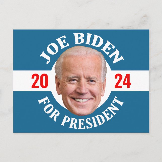 Joe Biden 2024 - Klassisk design blå vit foto Vykort (Framsida)