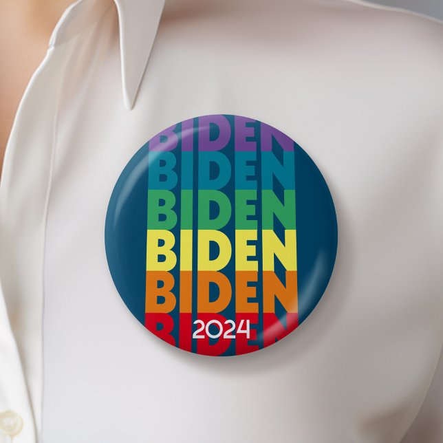 Joe Biden 2024 - Retro gradient Rinbow färg Knapp (Biden Harris 2024 Button - Great Campaign and Rally button for the Next Election)