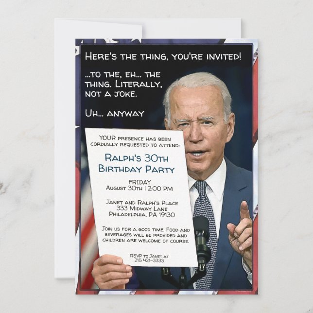 Joe Biden Anpassade Party-inbjudan Inbjudningar (Framsida)