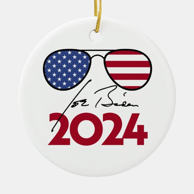 Joe Biden Aviators 2024 Julgransprydnad Keramik (Framsidan)