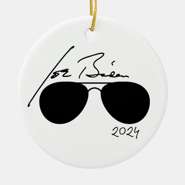 Joe Biden Aviators 2024 Julgransprydnad Keramik (Framsidan)