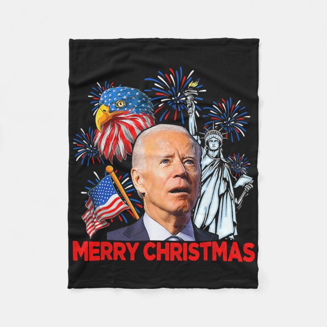 Joe Biden Confused Patriotic God jul for 4 Fleecefilt (Framsidan)
