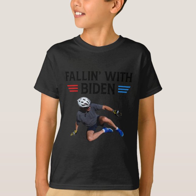 Joe Biden faller av Biden Bike Meme Funn T Shirt (Framsida)