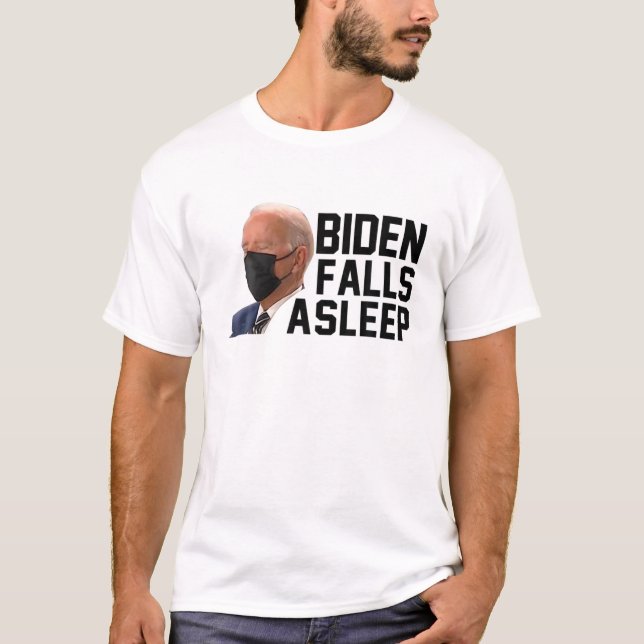 Joe Biden Falls Asov Funny Joe Biden Sleeping T Shirt (Framsida)