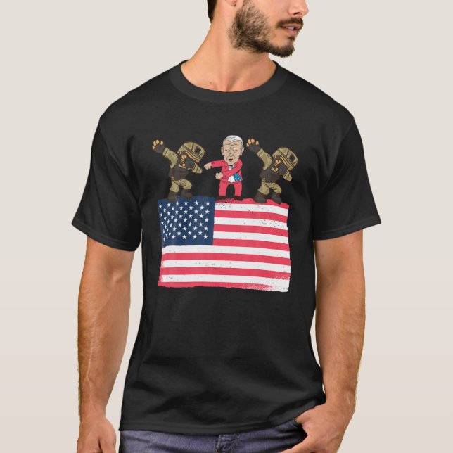 Joe Biden Flossing Dabbing Soldier Patriotic Ameri T Shirt (Framsida)