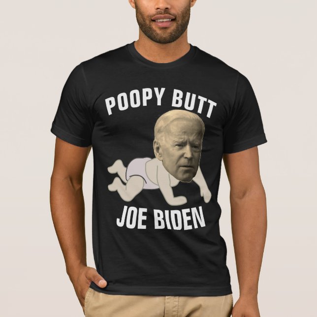 JOE BIDEN FUNNY POPPY BUTT Mörk T-Shirts (Framsida)