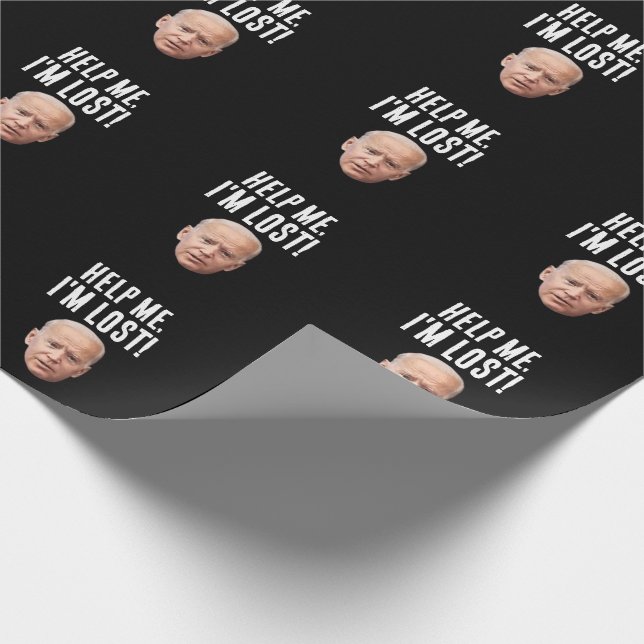JOE BIDEN FUNNY WRAPPING PAPPER HJÄLP JAG ÄR BORTT PRESENTPAPPER (Hörn)