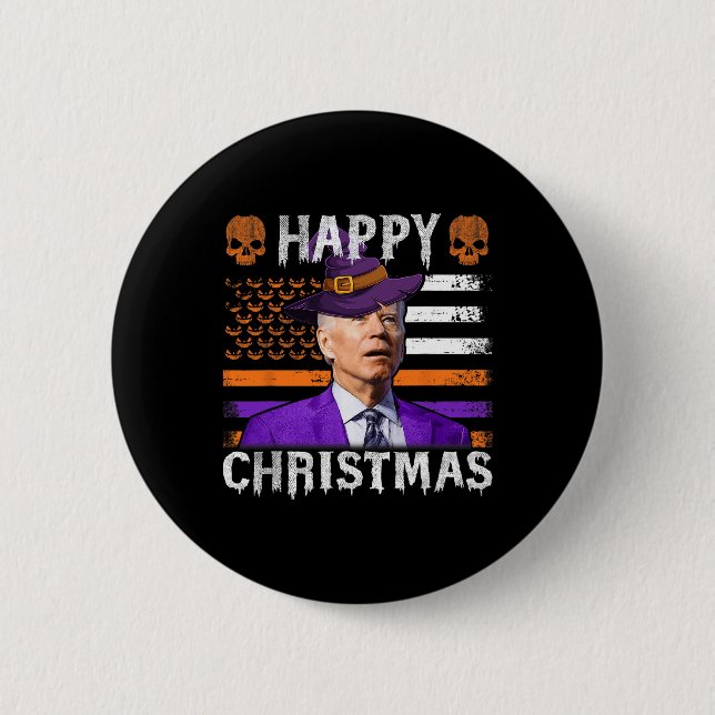 Joe Biden Happy halloween Lycklig jul jul, Us Flag Knapp (Framsida)