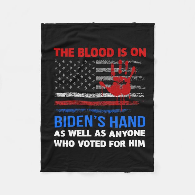 Joe Biden har blod på sin Händer-antigenlastare Fleecefilt (Framsidan)