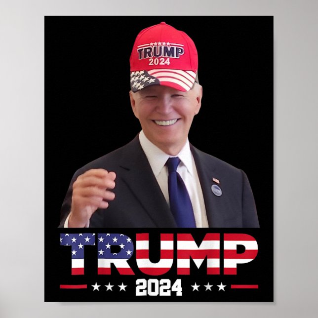 Joe Biden iförd en Trump-hatt 1  Poster (Framsidan)
