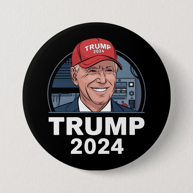 Joe Biden iförd en Trump-hatt Knapp (Framsida)