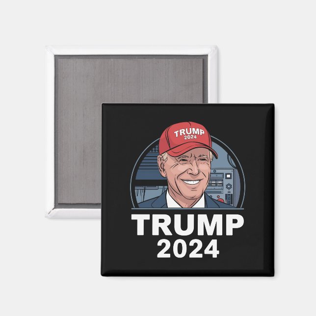 Joe Biden iförd en Trump-hatt Magnet (Front/Back)