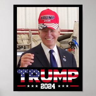 Joe Biden iförd en Trump-hatt Poster