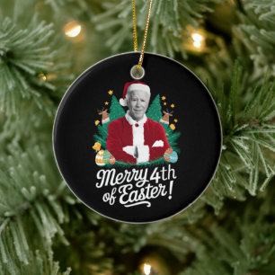 Joe Biden jul Santa God påsk 4:e Xmas Julgransprydnad Keramik