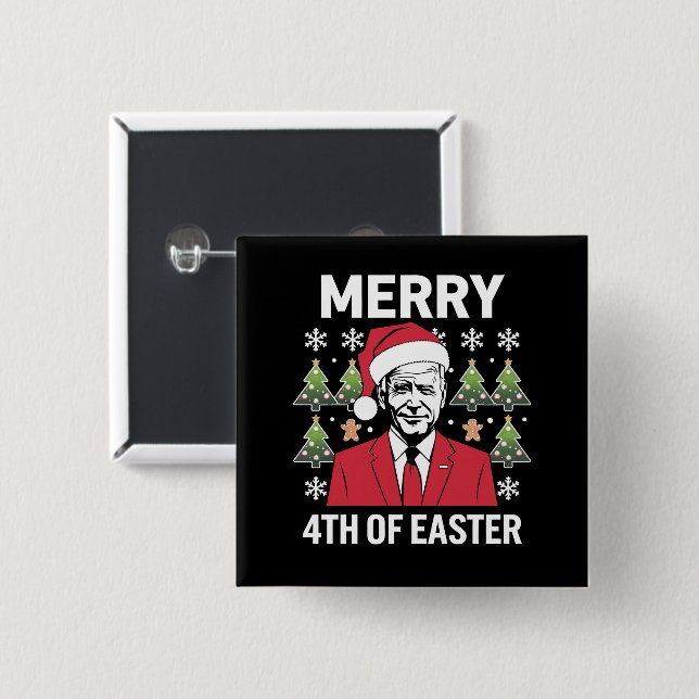 Joe Biden jul Santa hatt glad påsk 4  Knapp (Framsida & baksida)