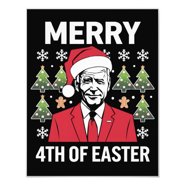 Joe Biden jul Santa hatt God påsk 4  Fototryck (Framsidan)